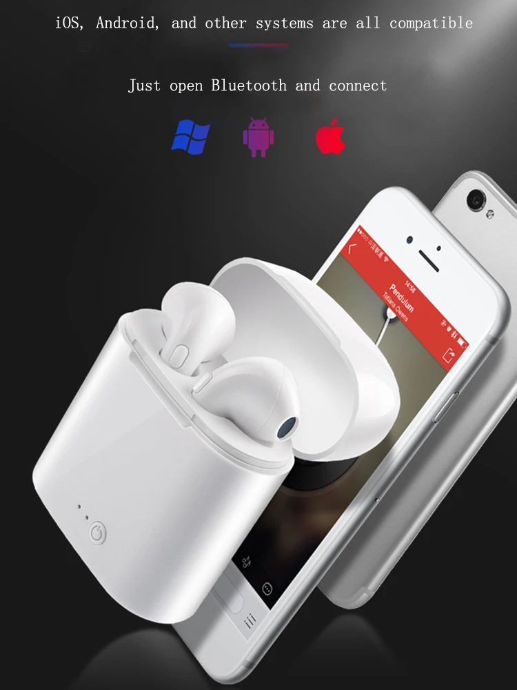 I7s TWS Bluetooth наушники стерео вкладыши Bluetooth гарнитура с зарядкой Pod беспроводные гарнитуры для всех смартфонов