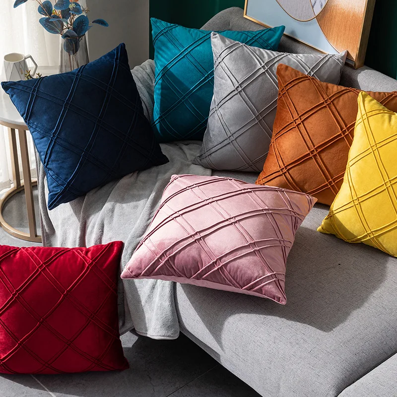 

45x45CM Solid Color Velvet Pillow Case Ins Style Home Decor Cushion Cover Suede Car Pillow Case Customizable