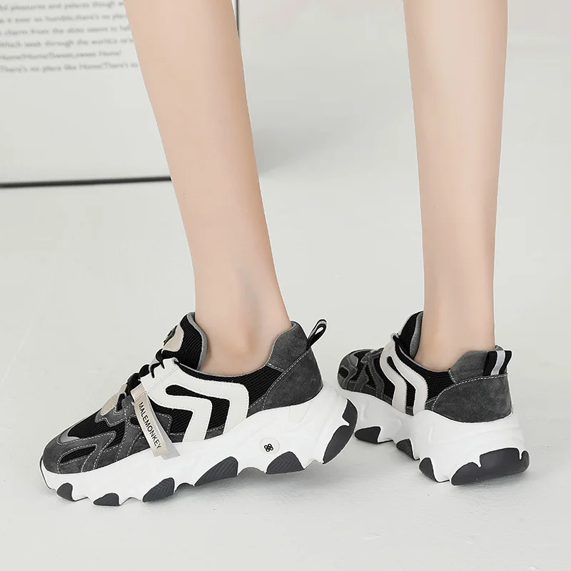 Женские дышащие кроссовки удобная повседневная обувь на платформе шнуровке