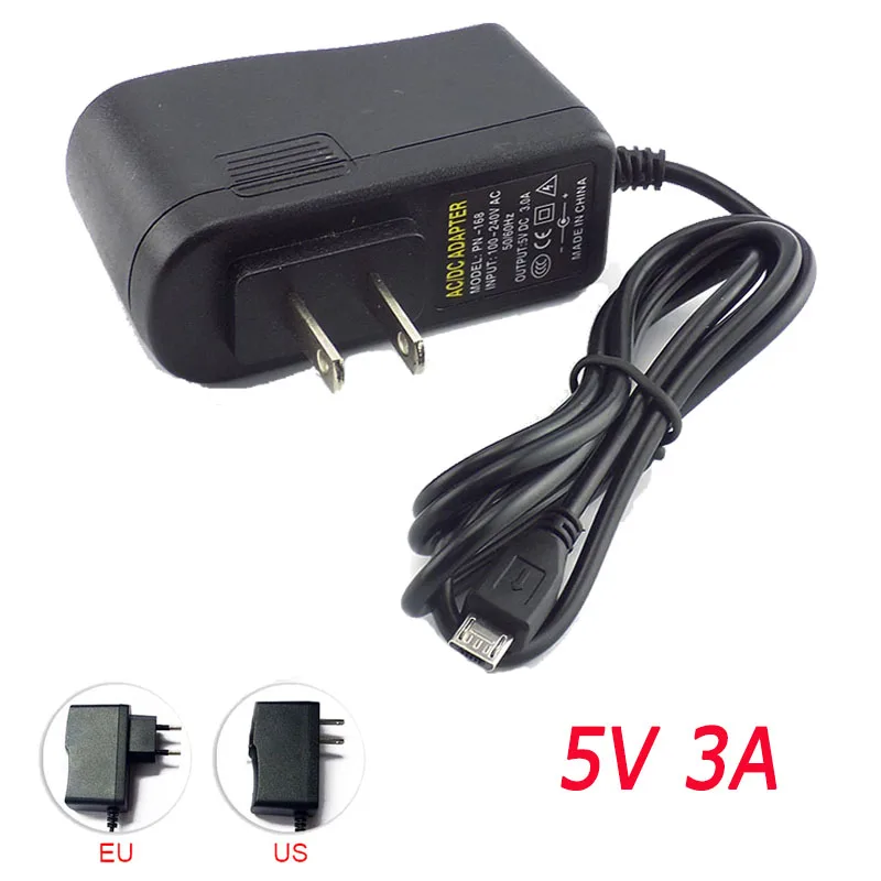 Преобразователь переменного тока в постоянный 5V 3A Micro Usb Мощность адаптер 3000mA