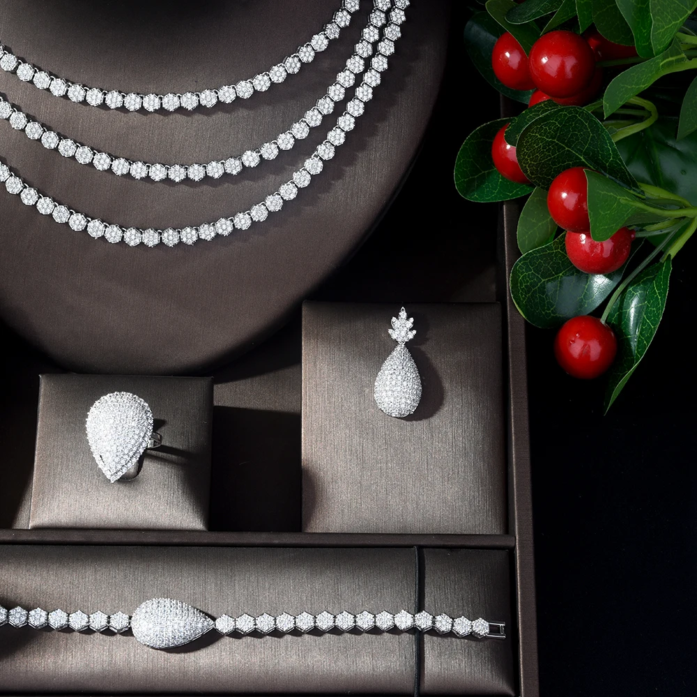 Модное роскошное ожерелье HIBRIDE Дубаи ювелирные изделия AAA CZ Свадебные Ювелирные