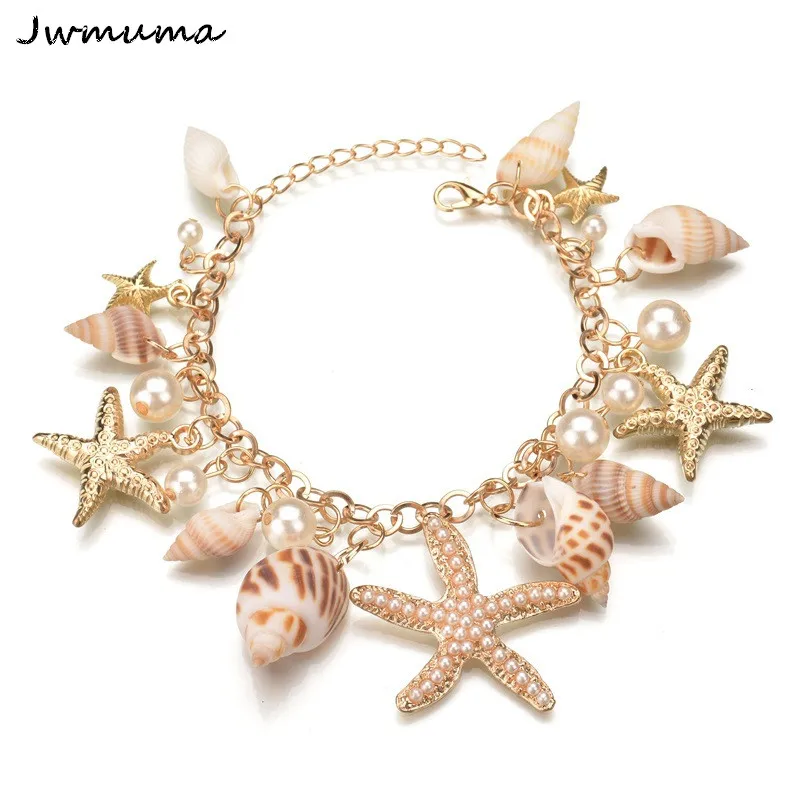 Новинка модные богемные браслеты в виде раковины морской звезды золотой цвет