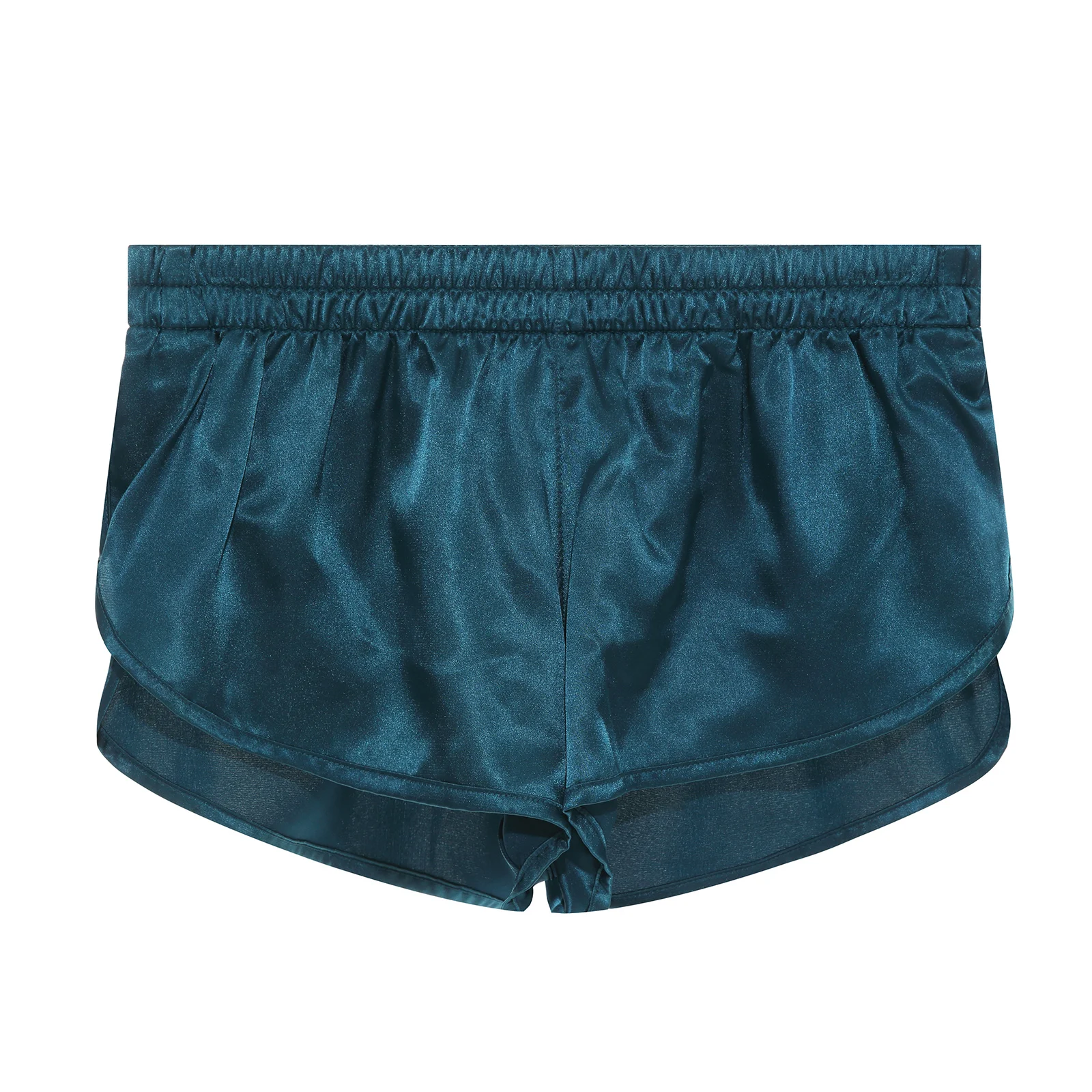 

Men's Panties Solid Color Low Waist Satin Shorts Boxers Gay Underwear Side Split Elastic Waistband Shorts Underpants Nightwear