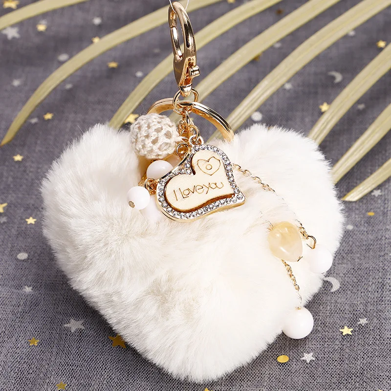 Новинка Осень-зима плюшевый брелок в форме сердца деревянный для ключей сумка