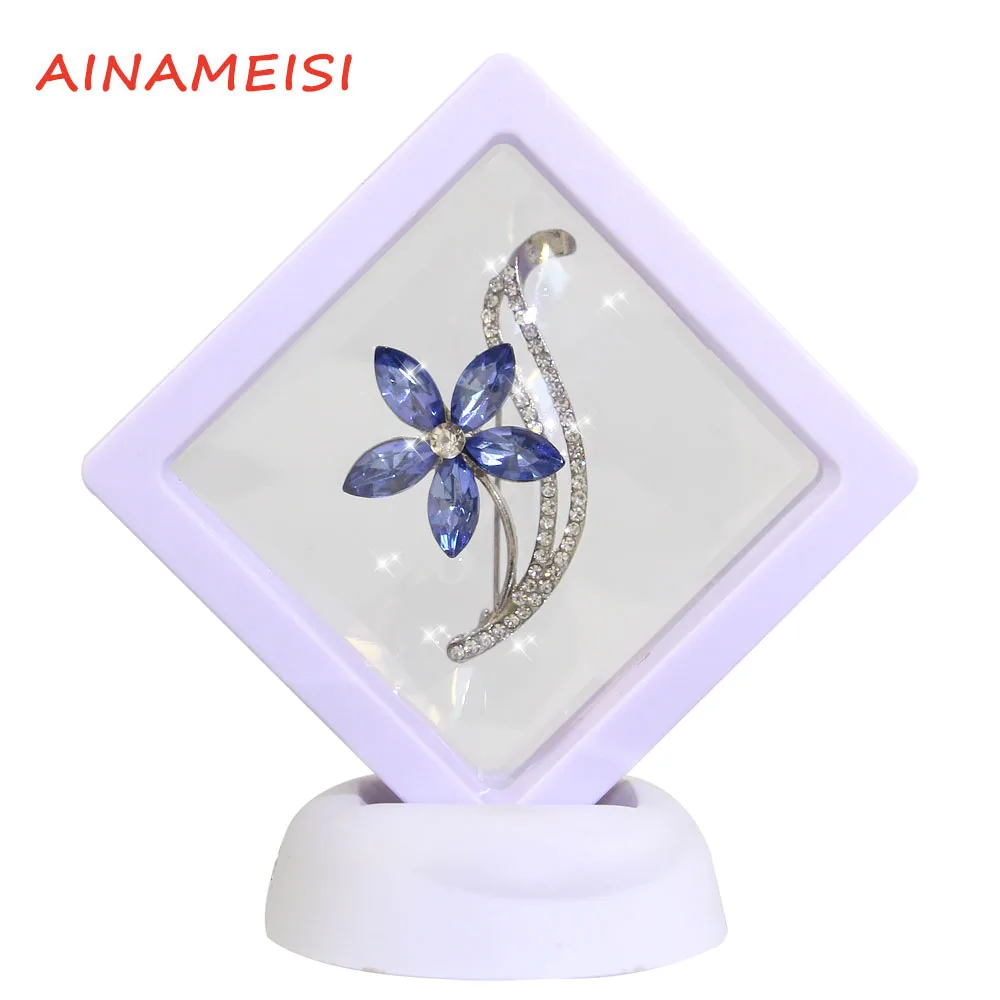 

AINAMEISI 2021 Boxed New Ladies Blue Crystal Brooch Plant Brooch Wedding Leisure Party Brooch Flower Brooch Gift