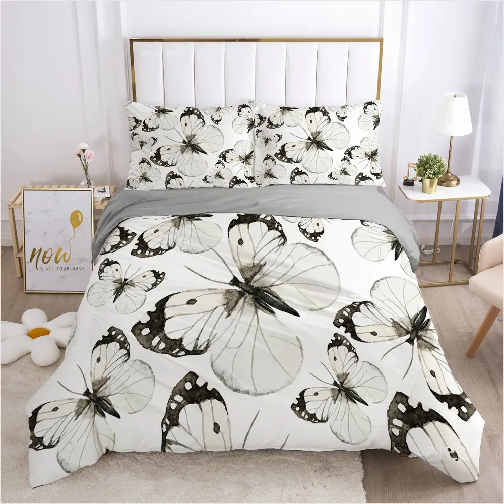 

3D Bedding Set Quilt Covers Pillow Shams Duvet Cover Sets Bedclothes Bed Linens Queen Double Size Black White Home Textile