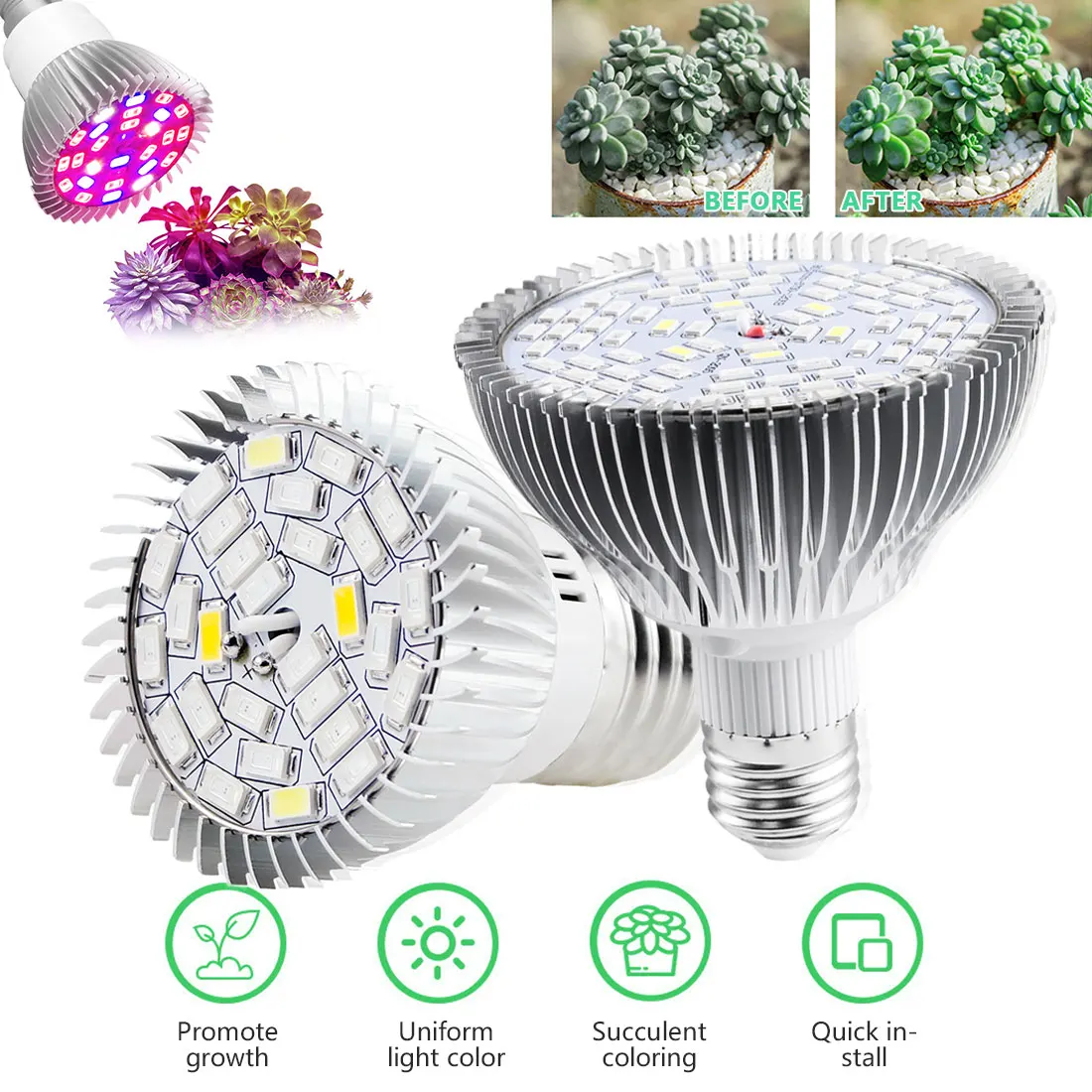 

LED Grow Light Full Spectrum leds Growing Bulb for Greenhouse Hydroponics Flowers Plants LED Growth Lamp 18W 28W 30W 50W 80W