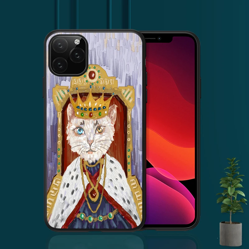 Картина маслом для iPhone 11 Новый чехол корона кот Мягкий ТПУ Поддержка