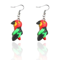 trendy colorful clay pendant earring cute animal earrings parrot earrings hook earrings hanging earrings jewelry for women