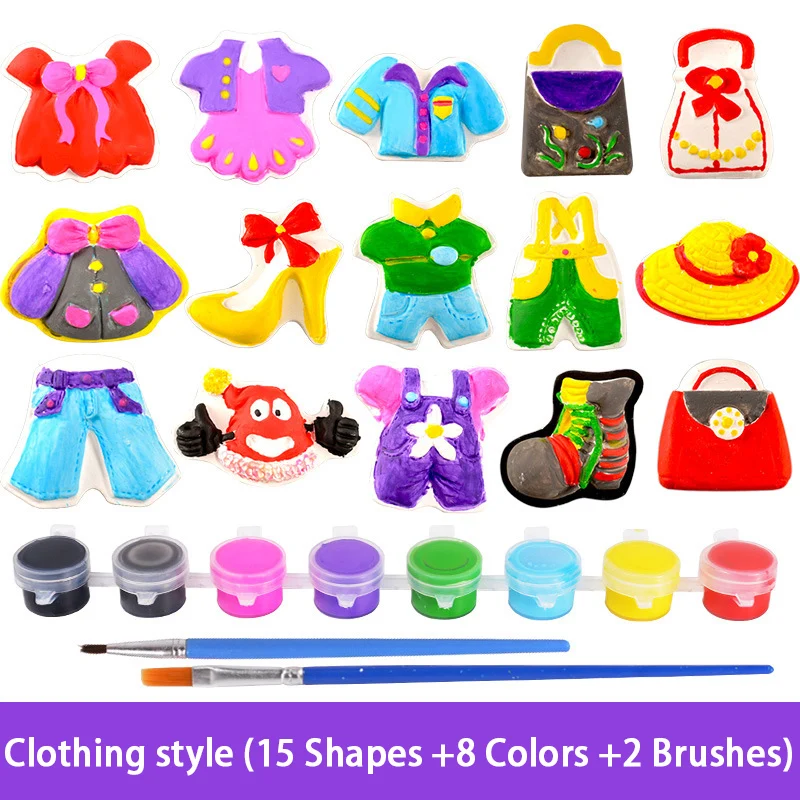 Clothes 15 шт., детская Милая мультипликационная гипсовая картина, сделай сам, раскраска, искусство, ремесла, для детей, Обучающие игрушки, подарки - Цвет: Clothes
