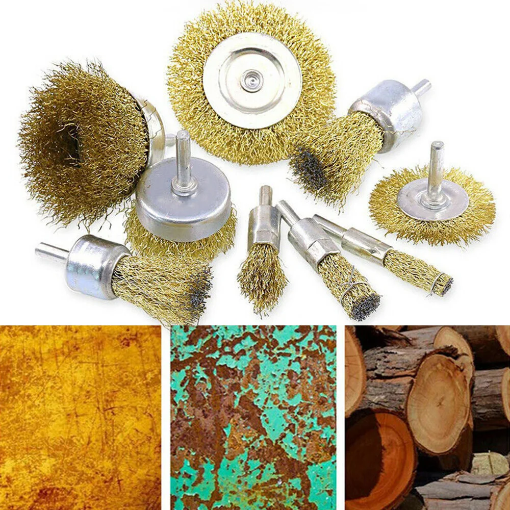 

Copper-Plated Wire Brush Steel Brass Power drills 1/4 Inch Shank Cup Wheel Set