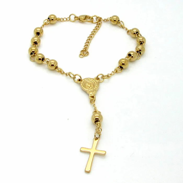 

Stainless Steel Rosary Bracelet New Top Quality Women Bead Bracelet with Cross Jesus Pendant Religious Catholic Bracelet