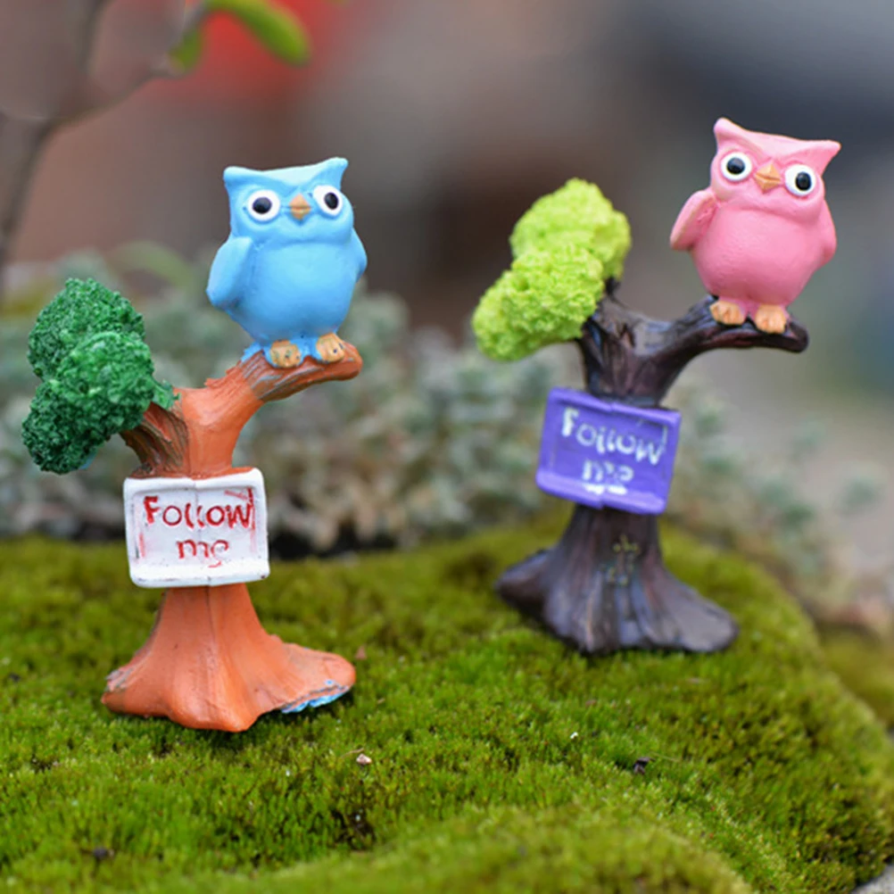 1Pc DIY Resin Owl &amp Tree Branch Mini Crafts Miniatures Fairy Garden Ornaments Bonsai Micro Landscape Decoration | Дом и сад