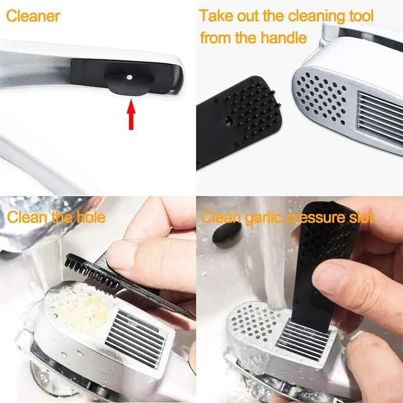 Prensa Manual de ajo de aleaci&oacute;n de aluminio, herramienta de cocina multifuncional 2 en 1, exprimidor de jengibre y ajo-3