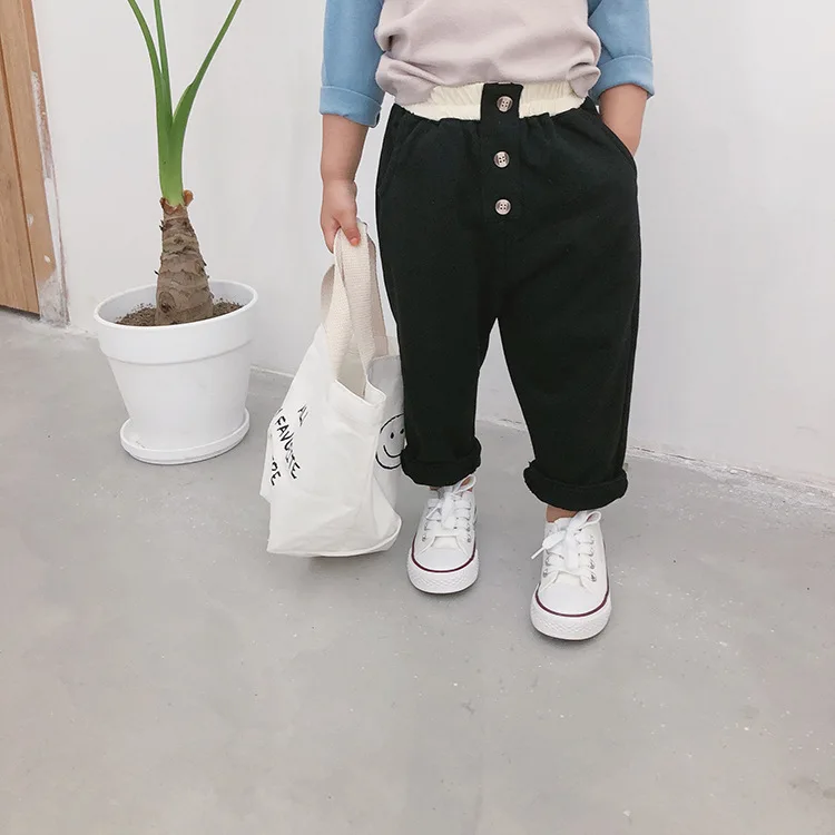 Korean style boys cotton color matching casual pants kids 2 colors all-match trousers