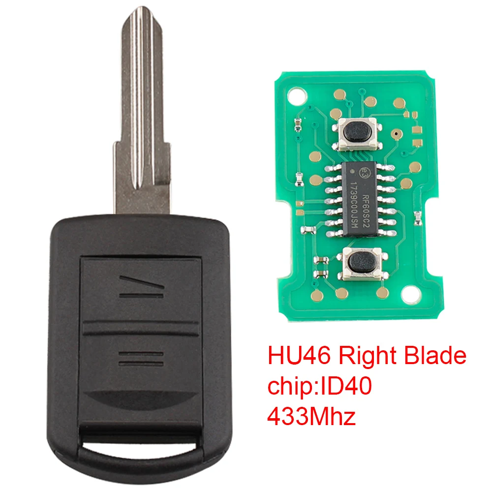 Дистанционный Автомобильный ключ для замены 433 МГц 2 кнопки + чип ID40 и лезвие YM28