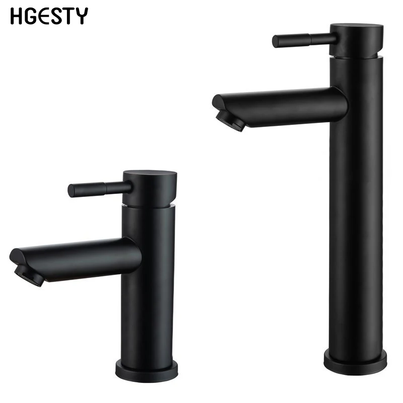 Матовый черный смеситель для раковины из нержавеющей стали однорычажный