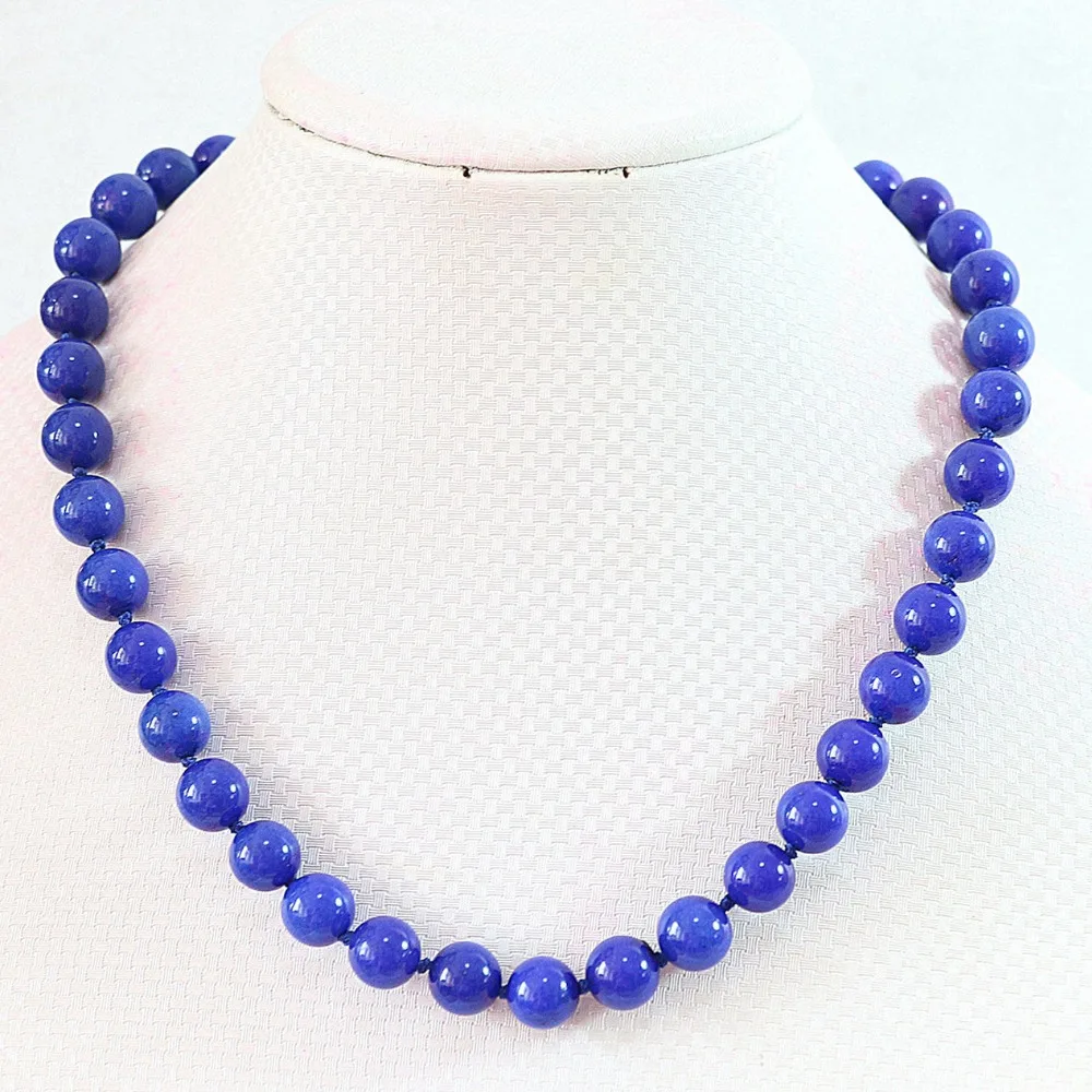 Ожерелье сделай сам с имитацией лазурита голубой халцедон нефрит 6 8 10 12 14 мм