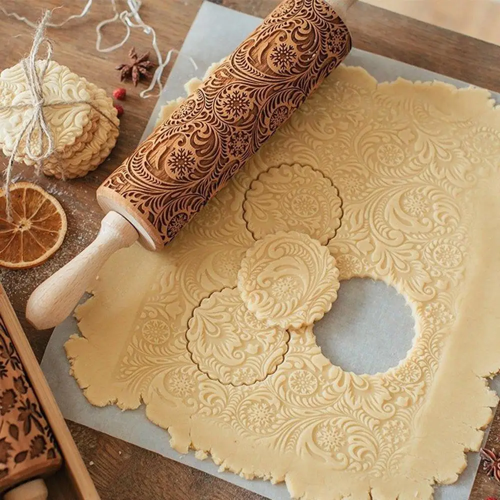 Roleau a patisserie Rolo de massa кухонные инструменты для выгравировки резное дерево скалка