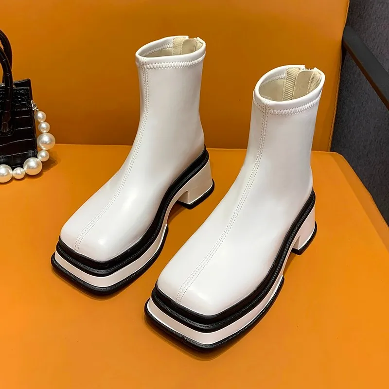 

Женские ботинки на молнии, Новинка осени 2022, роскошные дизайнерские ботинки челси на платформе, женские модные резиновые ботинки Ytmtloy