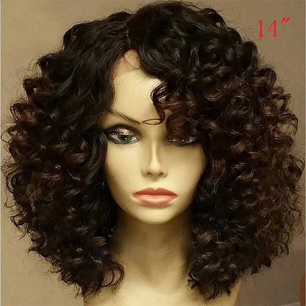 Human Hair Glueless Lace Front Lace Front Wig style Brazilian Hair Curly Wig 130% Density with Baby Hair Natural Hairline