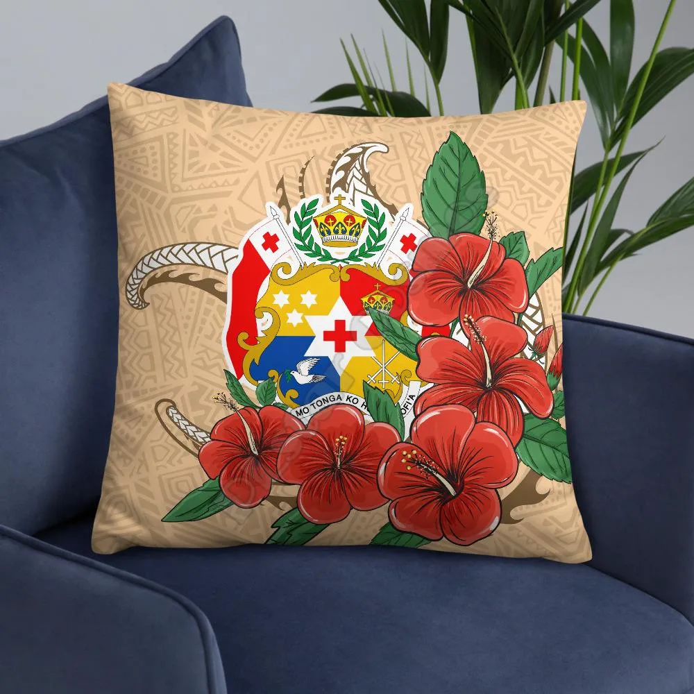 

Tonga Polynesian Pillow Hibiscus Coat of Arm Pillowcases Throw Pillow Cover Home Decoration