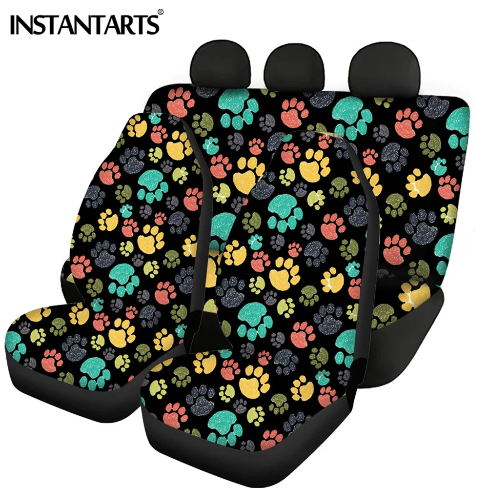 Verkaufen INSTANTARTS Vorderseite Rückseite Automobil Sitze Protector Full Set Nette Animel Pfoten Drucken Universal Schutz Abdeckung Kissen Pad Matte