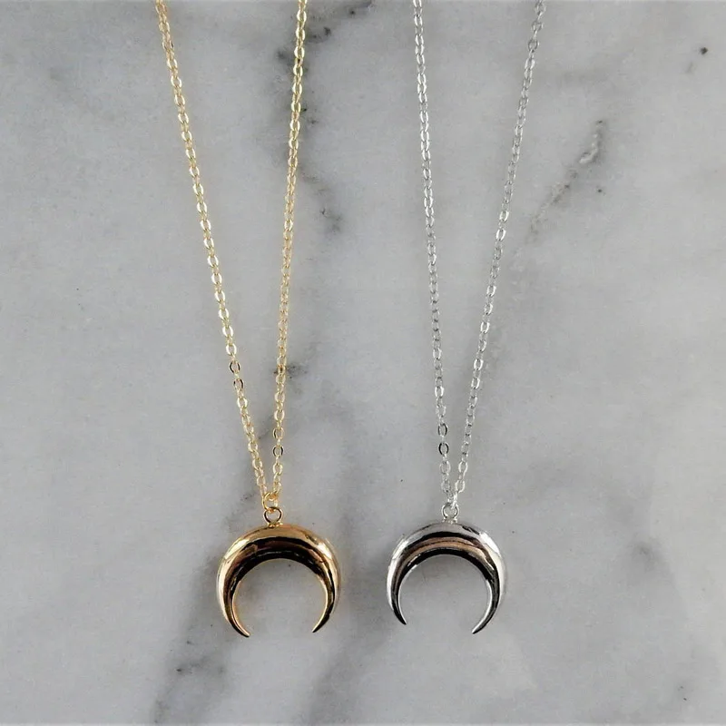 HebeDeer Long Moon Necklace Chain Women Simple Necklaces Jewelry Lovers Light Yellow Gold Color Trendy Girl Collier | Украшения и
