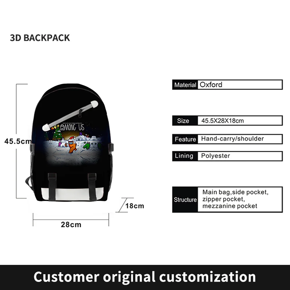 

2021 Backwoods Merry Christmas Unisex Backpack School Bags Boys Girls Teenager 3D Candy Colors Women Men Backpacks Laptop Bags