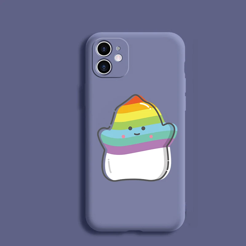 

Original Liquid Soft Luxury Case For Apple iPhone 12 11 Pro Max Mini 7 6 6S 8 Plus SE X XR XS Rainbow Flame Back Cover Fundas