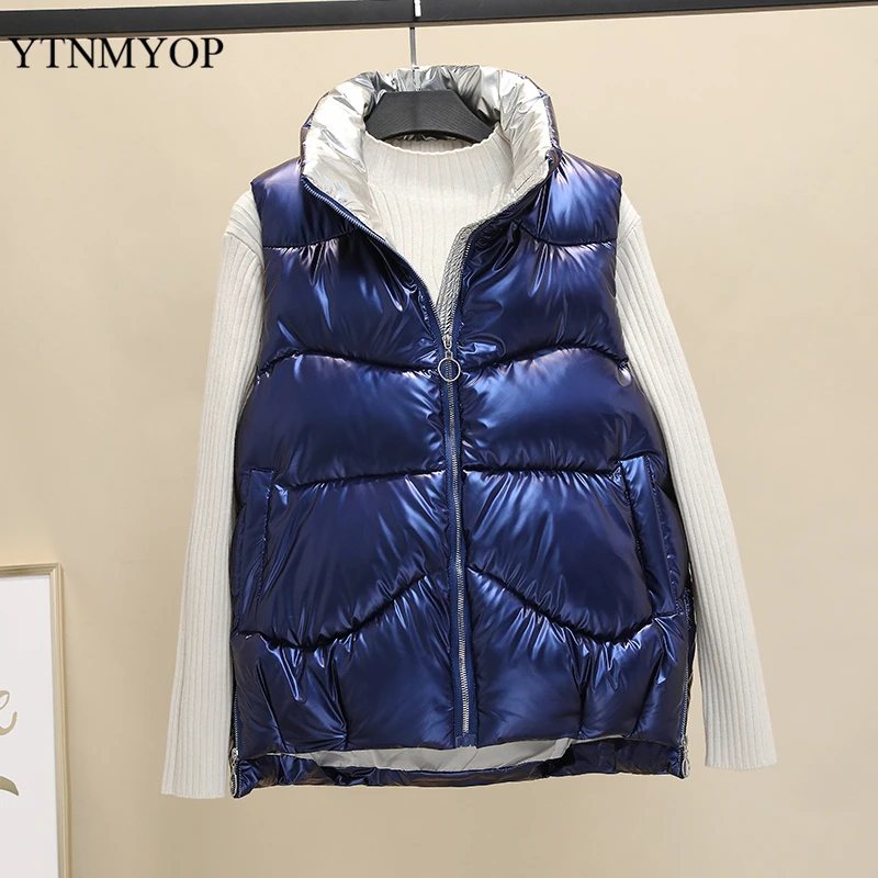 

YTNMYOP глянцевые бюстгальтера Женская Осенняя теплая куртка; Верхняя одежда; Зимние короткие хлопковый жилет рубашка со стоячим воротником, б...