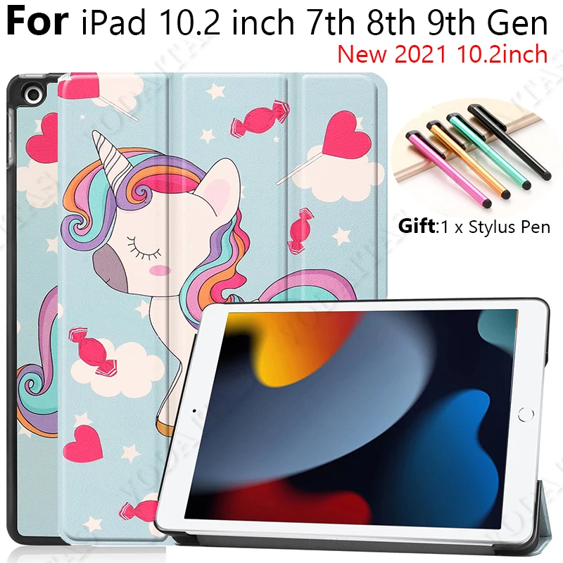 

Funda iPad 9th Generation Case for Apple iPad 9 2021 10.2 A2603 A2604 Auto Wake/Sleep Smart Cover for Apple iPad 8 2020 10.2