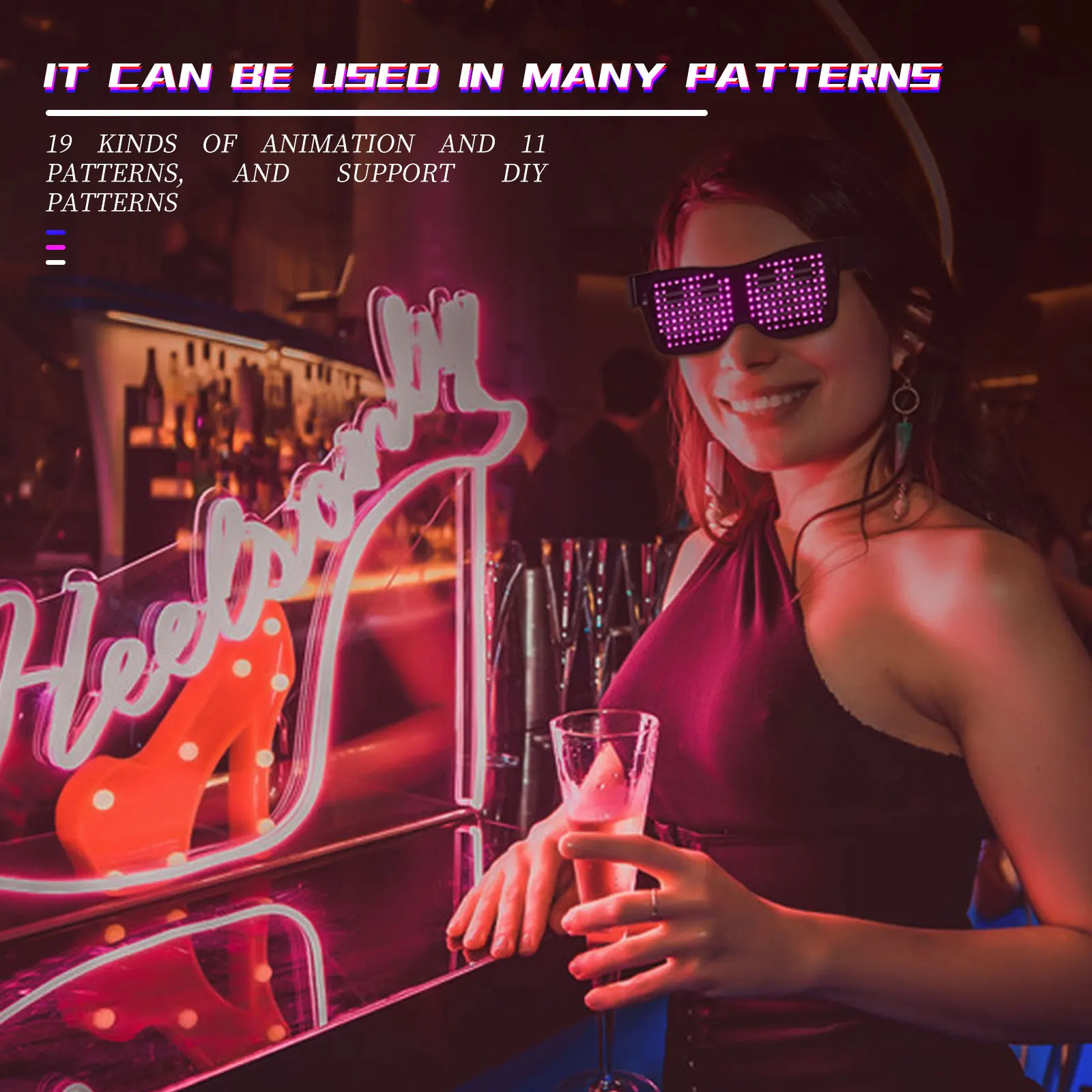 

App Control Bluetooth LED Party Glasses Flashing Luminous Glasses Eyewear Electric Syllables Glow Sunglasses Party Supplies