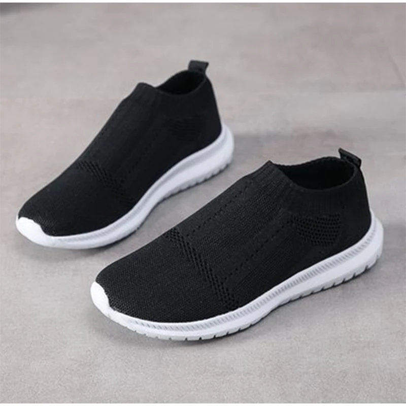 

Dropshipping Sneakers Women Vulcanized Shoes Mesh Breathable Socks Shoe Ladies Comfort Plus Size Platform Ladies Flat Shoe