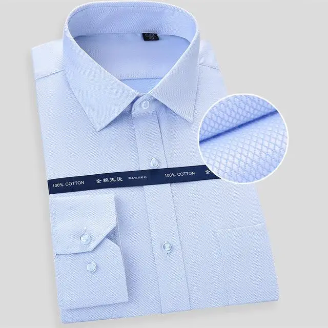 9805 Blue Jacquard Высококачественная нежелезная Мужская рубашка с длинными рукавами, белая синяя деловая повседневная мужская Повседневная рубашка, подходящая для повседневного ношения размера плюс - Цвет: 9805 Blue Jacquard