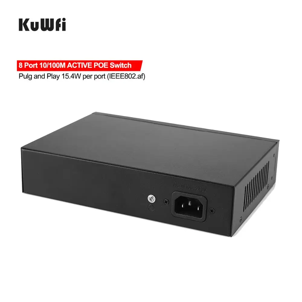 

KuWFi 48V POE Switch Standardized RJ45 Port IEEE 802.3 af/at 8port Network Switch Ethernet with 10/100Mbps for POE cameras