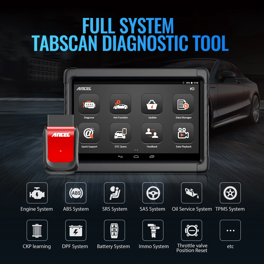 Ancel X6 OBD2 сканер полная система OBD 2 автомобильное масло сканера ABS EPB DPF SAS 10 функции