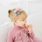 Повязка на голову для новорожденных, модная эластичная повязка с цветочным принтом, для принцесс, в новом стиле с жемчужинами, милый подарок