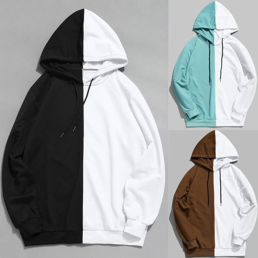 New Men's Hoodie Outwear Casual Patchwork Slim Fit Mens Blouse Sweatshirt Warm Hooded Autumn Tops | Мужская одежда