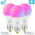 Умная беспроводная RGB лампа E27, светодиодная лампа с голосовым управлением и управлением через приложение, подключенная к Wi-Fi лампа дневного света, домашнее освещение