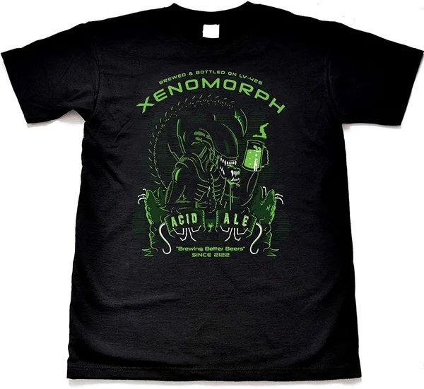 

Xenomorph Alien Acid Ale Men's Comedy T-Shirt Casual Short Sleeve Men's Fitness T Shirt-Black