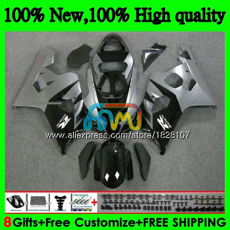 

K4 Body For SUZUKI GSX-R750 GSXR Grey black 600 750 R750 04 05 36BS.23 GSXR-600 GSXR600 600CC 750CC GSXR750 2004 2005 Fairing