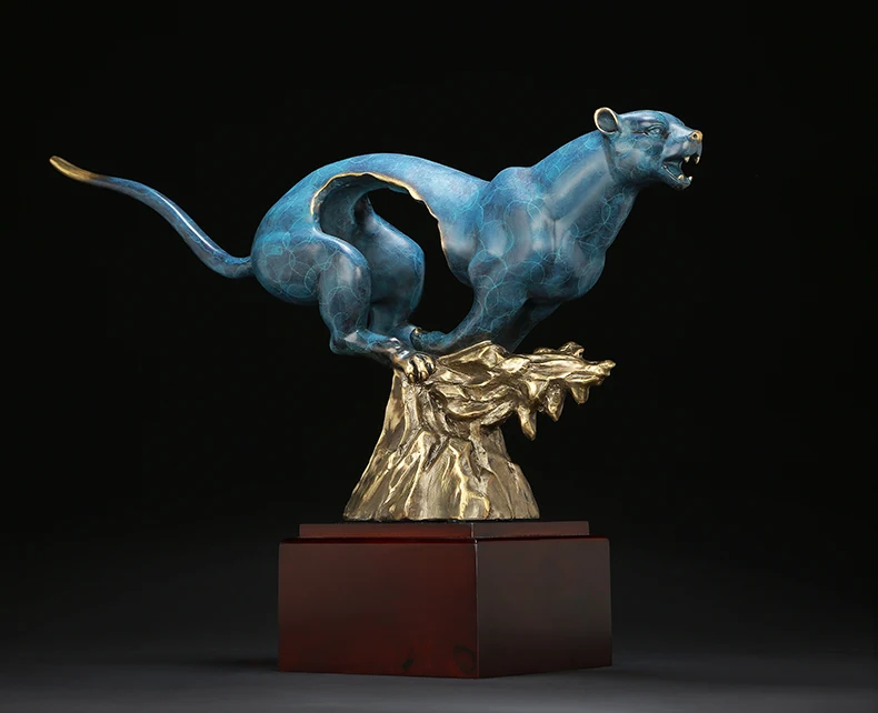 

55CM LARGE - HOME OFFICE SHOP LOBBY ART TOP COOL EFFICACIOUS MASCOT THRIVING BUSINESS LIGHTNING LEOPARD CHEETAH FENG SHUI STATUE