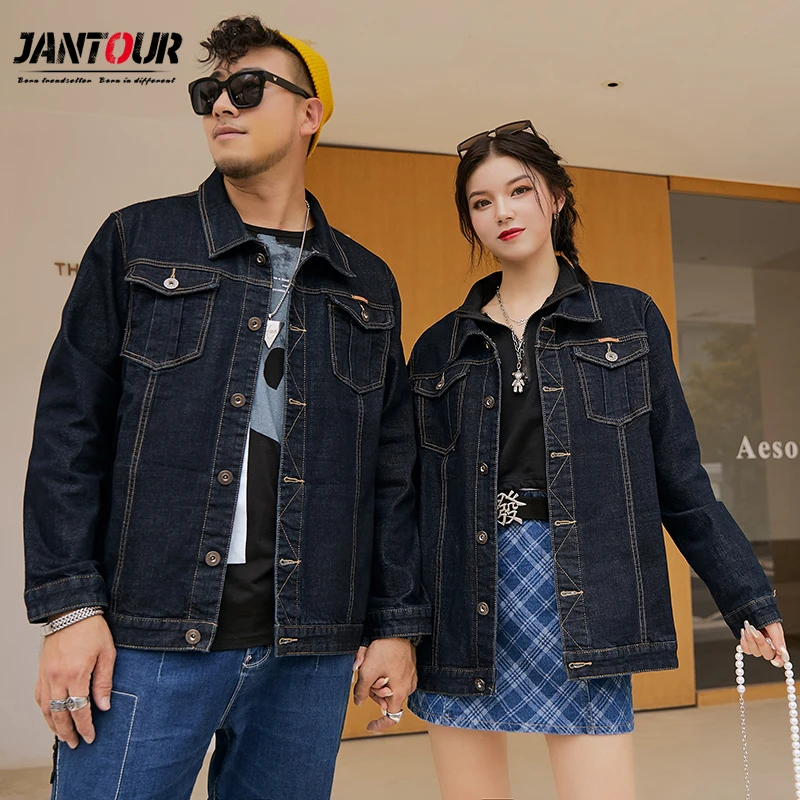 

Jantour Plus Size 5XL 6XL 7XL 8XL Men's Denim Jacket Autumn Winter Coat Classic Design Lapel Fashion Casual Jacket Brand Clothes