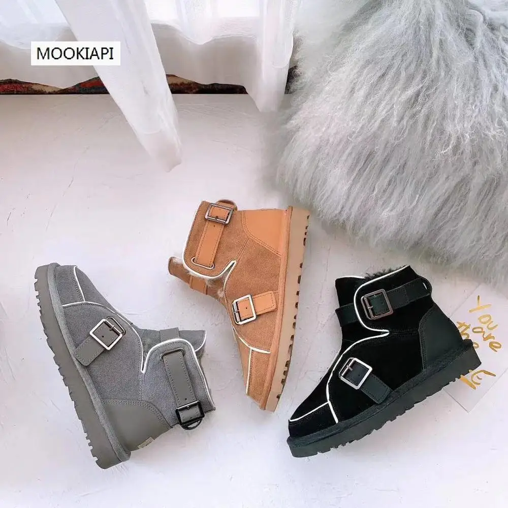 

2019 Chinese brand high quality locomotive boots, real sheepskin, 100% natural wool, latest fashion women's shoes, 3 colors