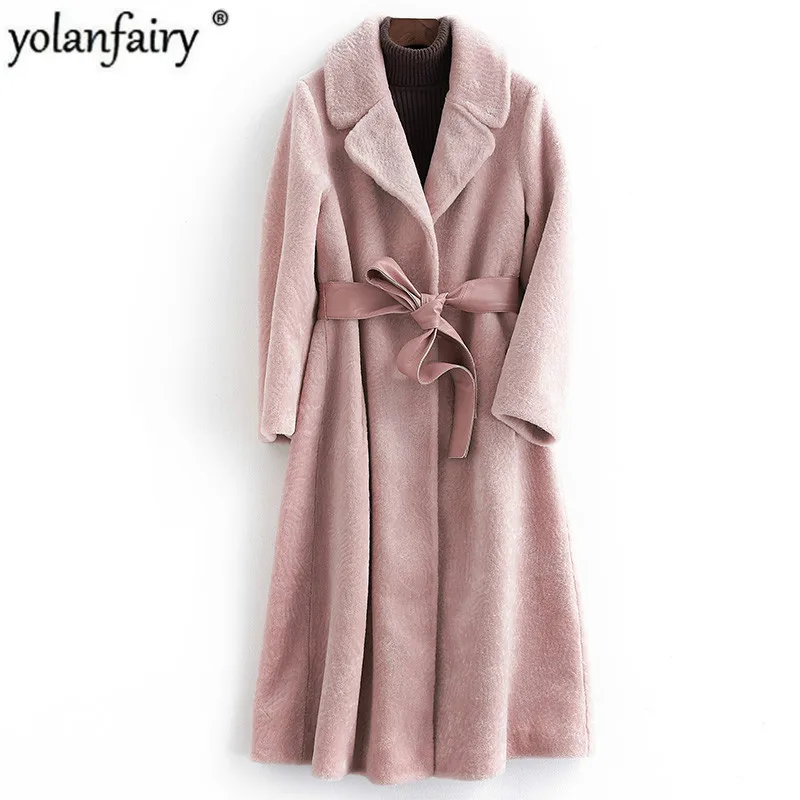 Женская Шуба из натурального меха YOLANFAIRY осенне зимняя теплая Толстая куртка