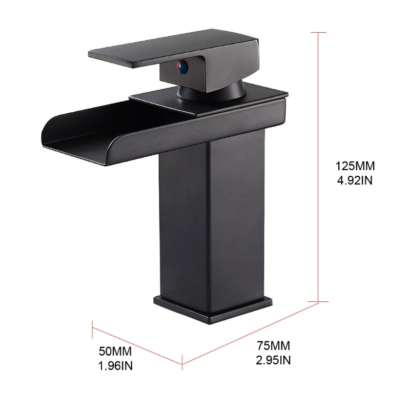 

LED Kitchen Bathroom LED Light Sink Faucet, Waterfall Spout Basin Faucet, Premium solid Brass Body P82C