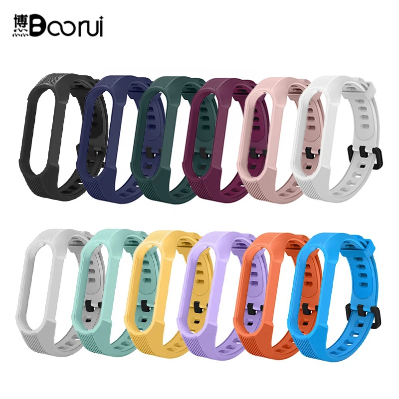 Ремешок BOORUI для xiaomi mi band 5 6 мягкий силиконовый регулируемый гладкий браслет nfc miband