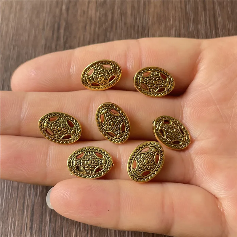 JunKang Alloy oval pattern spacer perforated beads for jewelry production DIY hand-made bracelet necklace accessories materials | Украшения