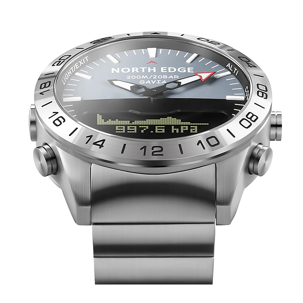 Мужские спортивные цифровые и аналоговые часы для дайвинга полностью стальные